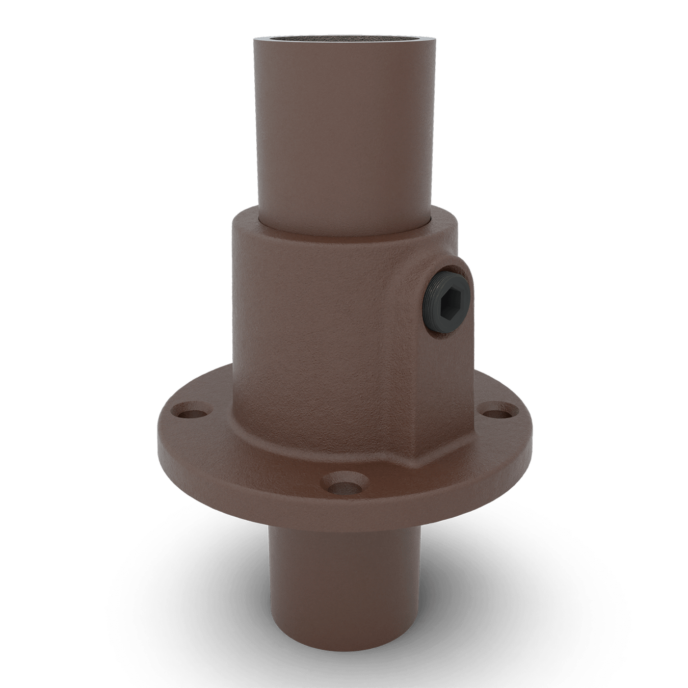 Buiskoppeling Ronde voetplaat met doorloop - vintage bruin-C / 33,7 mm